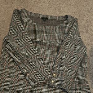 Talbots Black and White Plaid Blouse